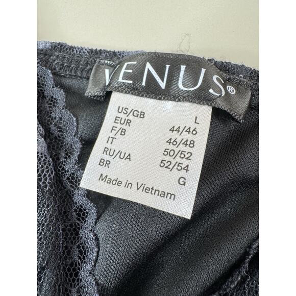 Venus Y2K Lace Babydoll Top Womens L Black Grey Cheetah Whimsigoth Velvet Straps - Picture 5 of 14